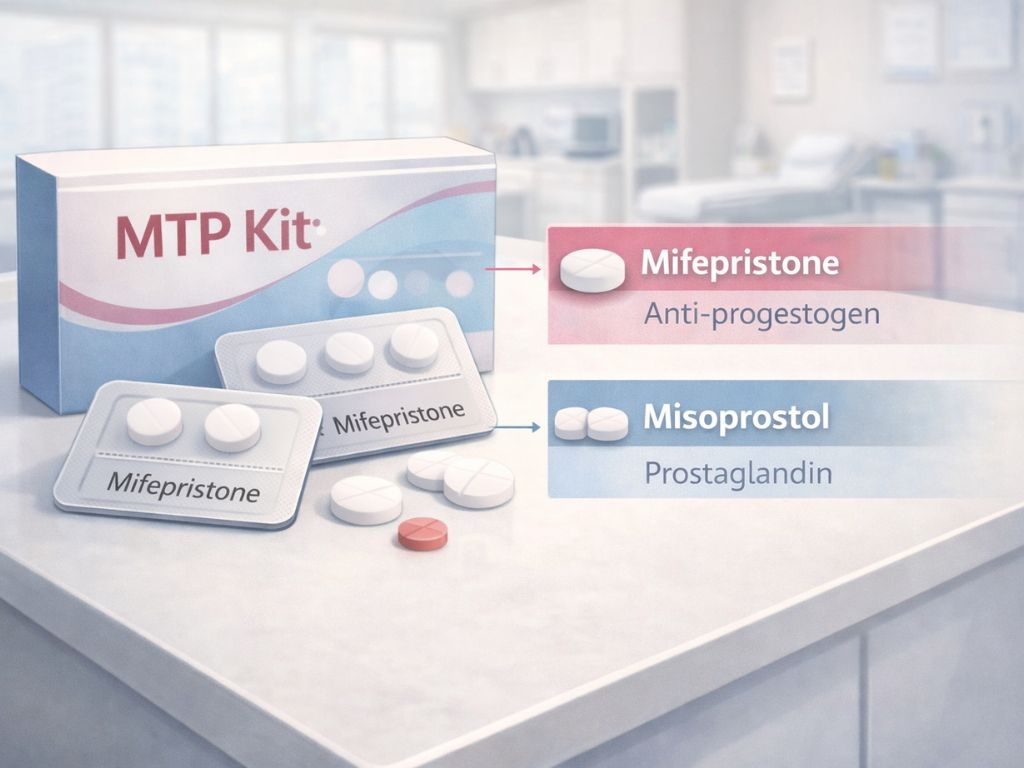 Abortion pills (MTP kit) — Mifepristone & Misoprostol combi-pack